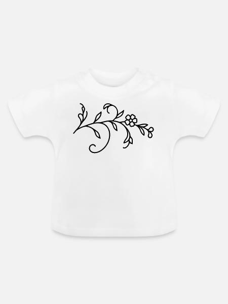 Blumenranke Blätter - Baby Bio-T-Shirt mit Rundhals - Weiß