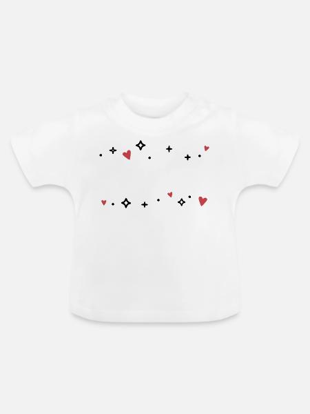 Herzen Sternchen Glitzer - Baby Bio-T-Shirt mit Rundhals - Weiß