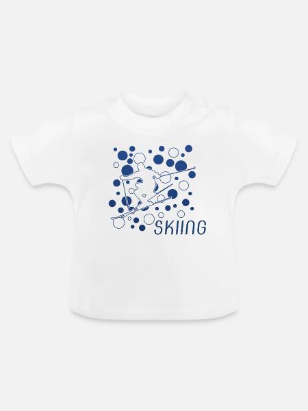 Skiing Ski - Baby Bio-T-Shirt mit Rundhals - Weiß