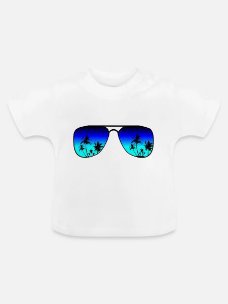 Sonnenbrille Urlaub - Baby Bio-T-Shirt mit Rundhals - Weiß