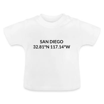 San Diego California USA Koordinaten - Baby Bio-T-Shirt mit Rundhals - Weiß - Vorne
