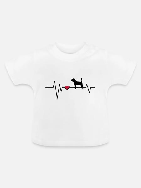 Herzschlag Hund Beagle - Baby Bio-T-Shirt mit Rundhals - Weiß