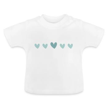 cœurs turquoise - T-shirt bio col rond Bébé - blanc - Devant