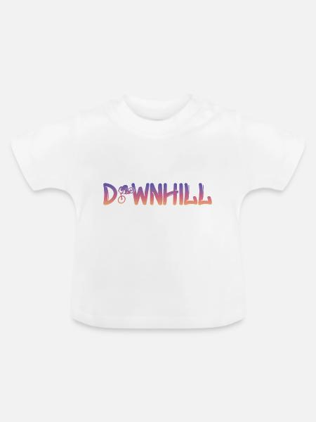Downhill mit Biker - Baby Bio-T-Shirt mit Rundhals - Weiß