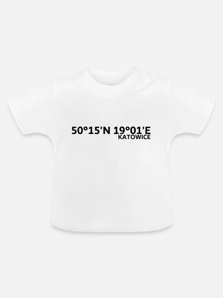 Katowice Koordinaten - Baby Bio-T-Shirt mit Rundhals - Weiß