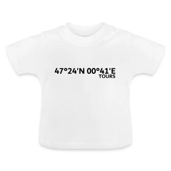 Tours Koordinaten - Baby Bio-T-Shirt mit Rundhals - Weiß - Vorne
