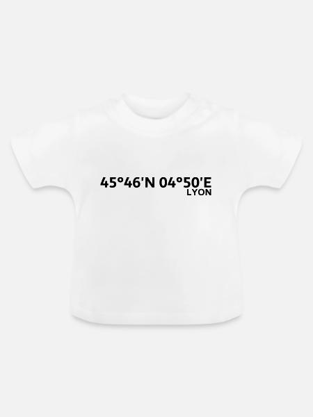 Lyon Koordinaten - Baby Bio-T-Shirt mit Rundhals - Weiß
