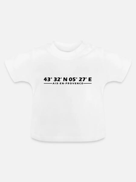 Aix-en-Provence Koordinaten - Baby Bio-T-Shirt mit Rundhals - Weiß