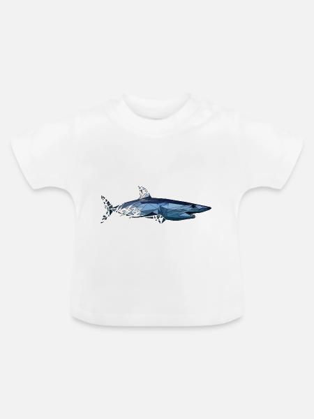 Hai | Low Poly - Baby Bio-T-Shirt mit Rundhals - Weiß