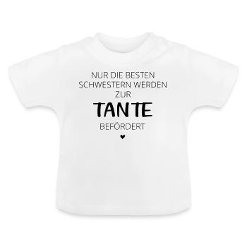 Die besten Schwestern werden zur Tante befördert - Baby Bio-T-Shirt mit Rundhals - Weiß - Vorne