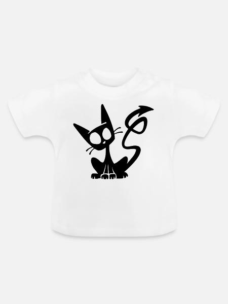 Teufel Schwarze Katze - Baby Bio-T-Shirt mit Rundhals - Weiß