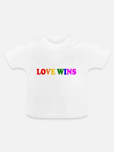 Love wins - Baby Bio-T-Shirt mit Rundhals - Weiß