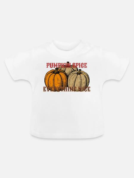 Pumpkin Spice Everything Nice - Baby Bio-T-Shirt mit Rundhals - Weiß
