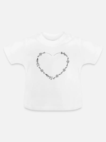 Herz dekorativ - Baby Bio-T-Shirt mit Rundhals - Weiß