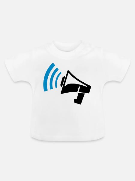 Megaphon Geschenk - Baby Bio-T-Shirt mit Rundhals - Weiß
