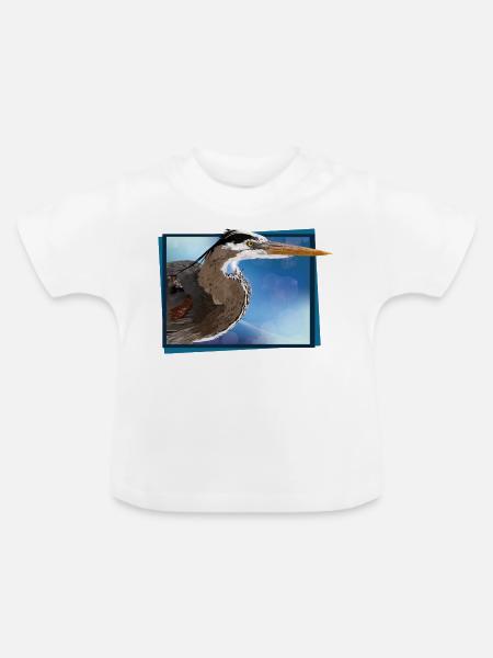 Blauer Reiher - Baby Bio-T-Shirt mit Rundhals - Weiß