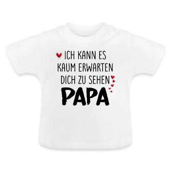 Ich Kann Es Kaum Erwarten Dich Zu Sehen Papa - Baby Bio-T-Shirt mit Rundhals - Weiß - Vorne
