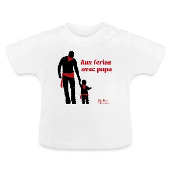 Avec papa aux férias - T-shirt bio col rond Bébé - blanc - Devant