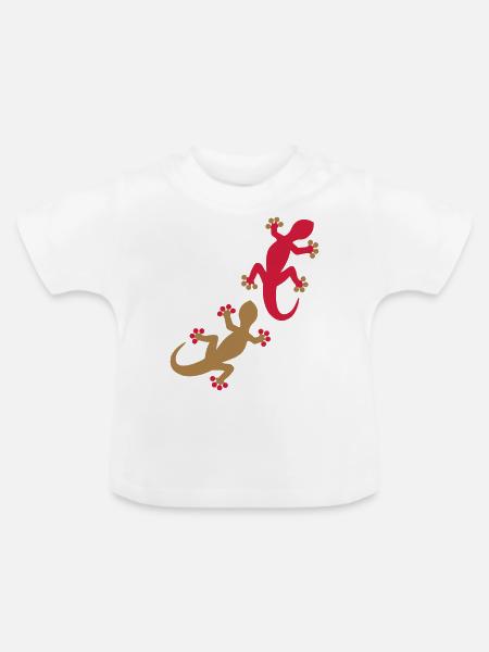 Zwei Geckos 2c - Baby Bio-T-Shirt mit Rundhals - Weiß
