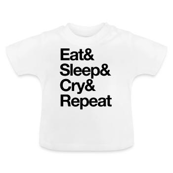 Mangez le sommeil Cry Repeat - T-shirt bio col rond Bébé - blanc - Devant
