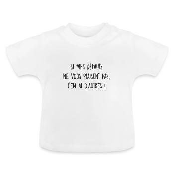 défauts maniac bavard - T-shirt bio col rond Bébé - blanc - Devant