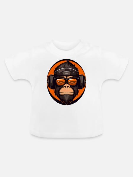 Affe - Baby Bio-T-Shirt mit Rundhals - Weiß