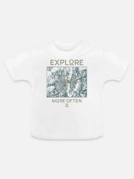 Explore More Often - Baby Bio-T-Shirt mit Rundhals - Weiß