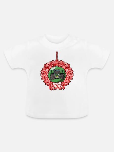 Weihnachtskranz Grün Traktor 512 - Baby Bio-T-Shirt mit Rundhals - Weiß