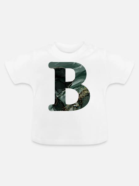 Grün marmorierter Buchstabe b - Baby Bio-T-Shirt mit Rundhals - Weiß