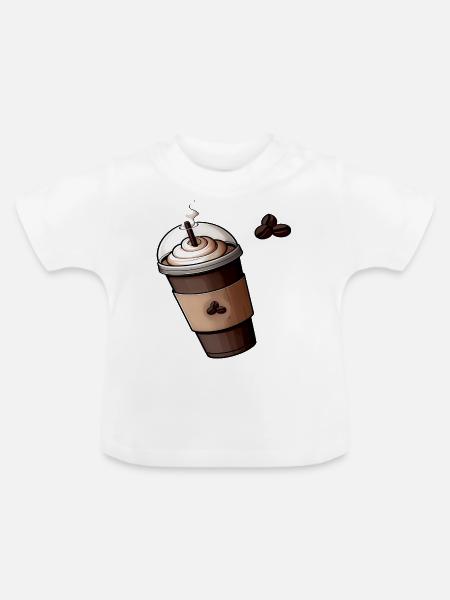 Kaffeetasse - Baby Bio-T-Shirt mit Rundhals - Weiß