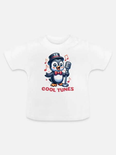 Pinguin-Jazz-Sängerin - Baby Bio-T-Shirt mit Rundhals - Weiß