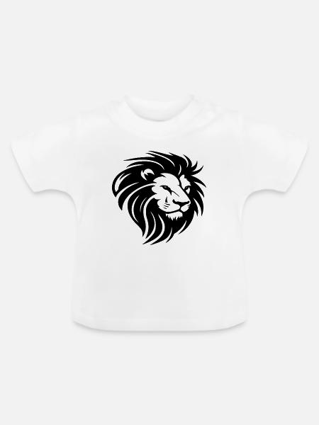 Löwenkopf mit Mähne - Baby Bio-T-Shirt mit Rundhals - Weiß