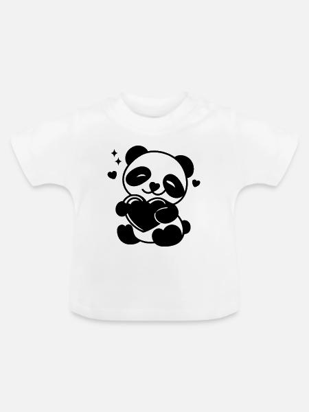 Soft Heart Panda - Baby Bio-T-Shirt mit Rundhals - Weiß