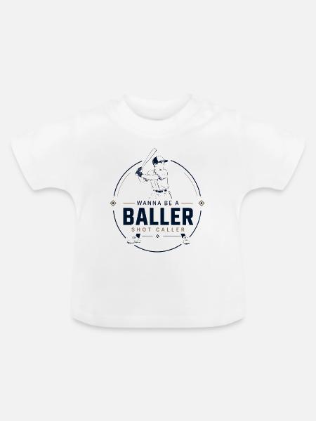 Baseball Baller: Retro-Sportstil - Baby Bio-T-Shirt mit Rundhals - Weiß