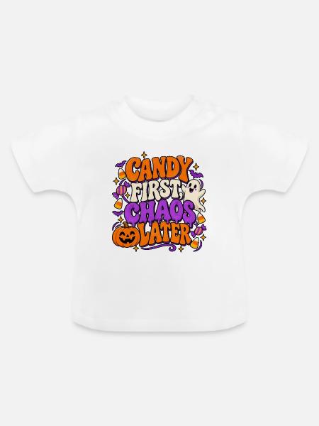 Halloween Spruch - Baby Bio-T-Shirt mit Rundhals - Weiß