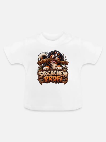 Berner Stoeckchen Profi - Baby Bio-T-Shirt mit Rundhals - Weiß