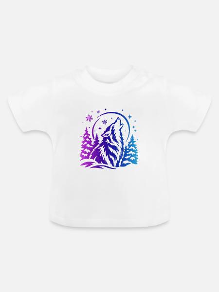 Wolf im Winterwald - Baby Bio-T-Shirt mit Rundhals - Weiß