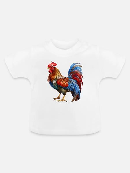 Hahn - Baby Bio-T-Shirt mit Rundhals - Weiß