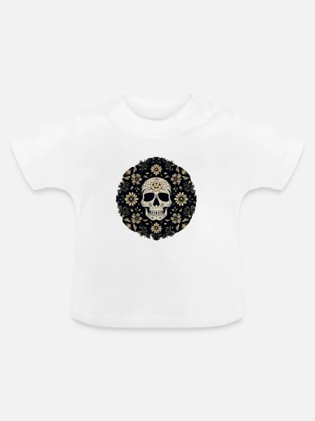 Skull Whirlwind Circle - Baby Bio-T-Shirt mit Rundhals - Weiß