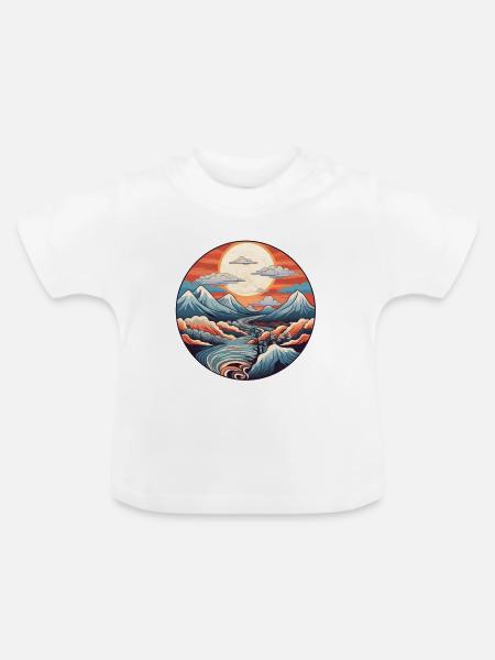 Abstrakte Alpen - Baby Bio-T-Shirt mit Rundhals - Weiß