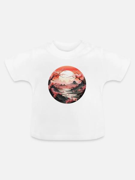 Blütenlandschaft - Baby Bio-T-Shirt mit Rundhals - Weiß