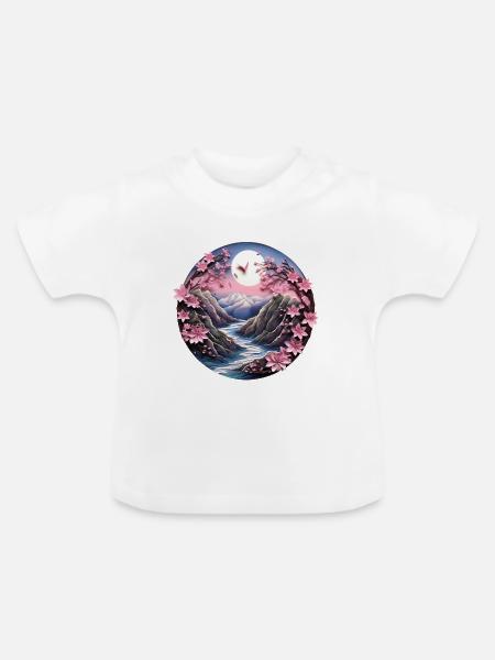 Blütenwindung - Baby Bio-T-Shirt mit Rundhals - Weiß