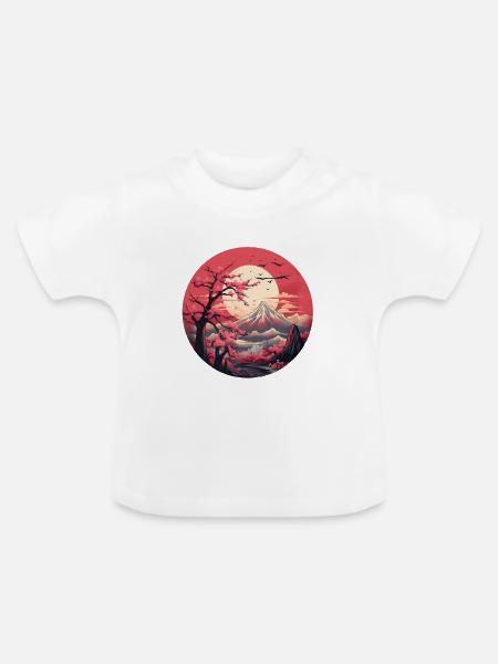 Mystische Kirschblüten - Baby Bio-T-Shirt mit Rundhals - Weiß