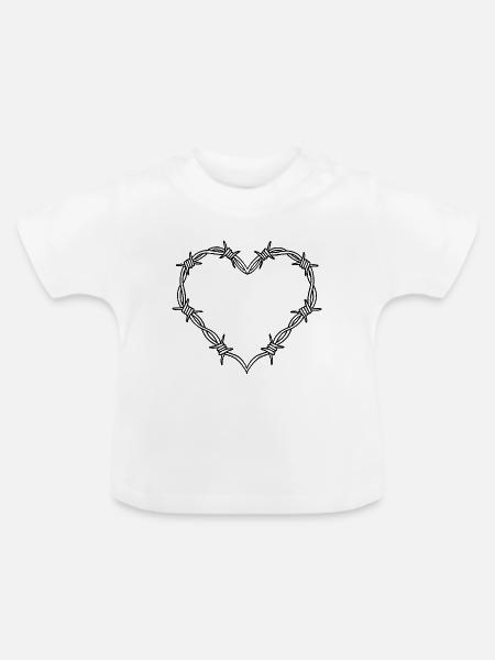 Herz - Stacheldraht Herz - Baby Bio-T-Shirt mit Rundhals - Weiß