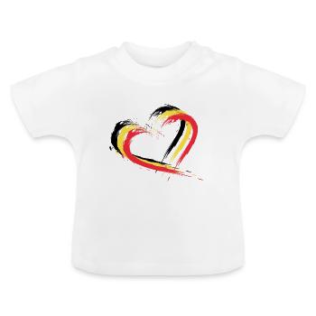 Brosse coeur drapeau couleurs du drapeau belge - T-shirt bio col rond Bébé - blanc - Devant