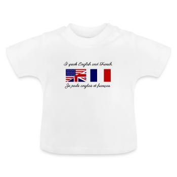 English and French I / Anglais et Français I - T-shirt bio col rond Bébé - blanc - Devant