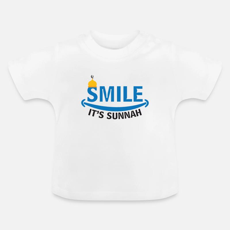 Sourire Islam Sunna Muhammad - T-shirt bio col rond Bébé - blanc