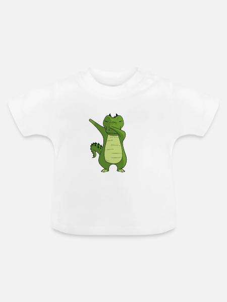 Kroko Tanzendes - Krokodil Dabbing Dancing - Baby Bio-T-Shirt mit Rundhals - Weiß