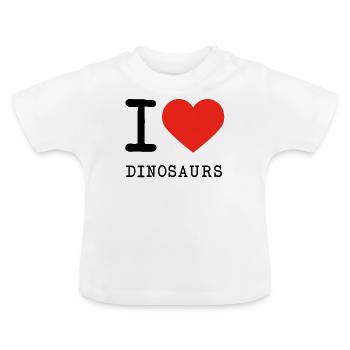 I love Dinosaurs - Baby Bio-T-Shirt mit Rundhals - Weiß - Vorne
