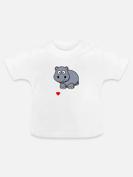 I LOVE HIPPOS #1 - Baby Bio-T-Shirt mit Rundhals - Weiß